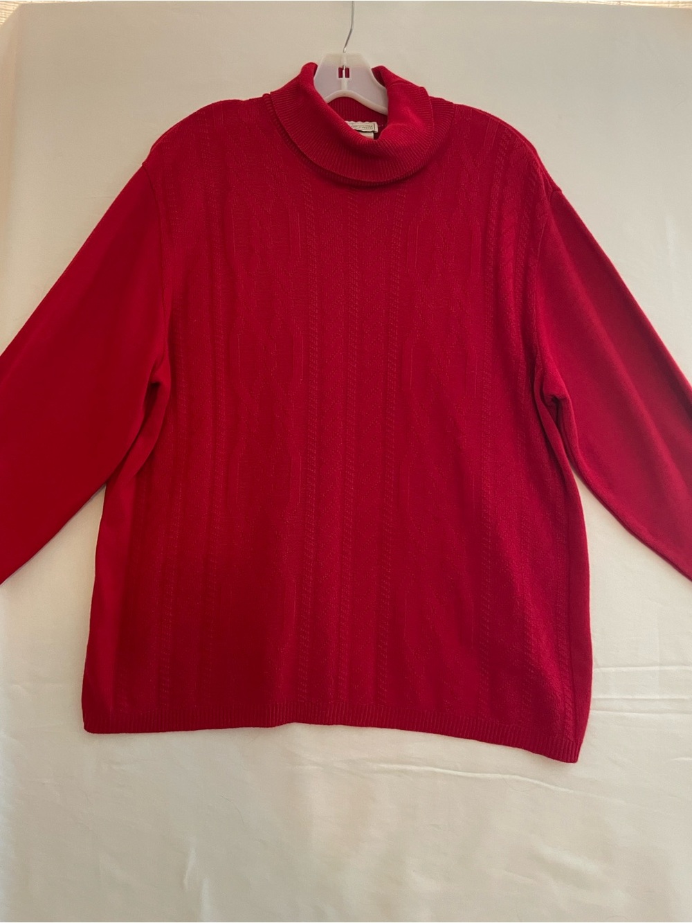 Made in the USA Classic Red Turtleneck Sweater - Cozy Cable Knit